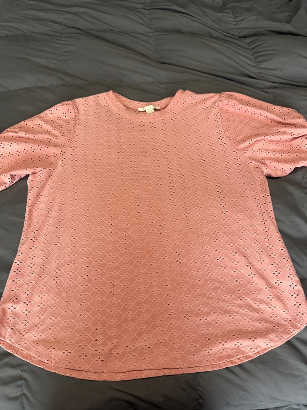 cooper & ella Dusty Pink Eyelet Short Sleeve Tee